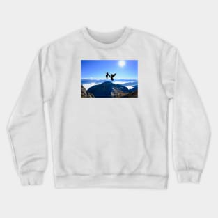 Alpine Jackdaws Panorama / Swiss Artwork Photography Crewneck Sweatshirt